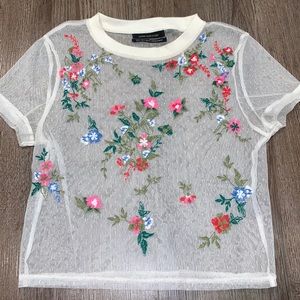 Urban Outfitters Floral Mesh Top